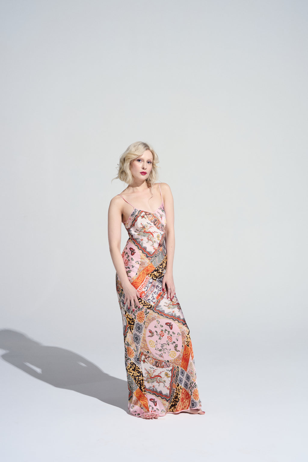 Roberto Cavalli Chinoiserie Floral Silk Gown, SS 2003