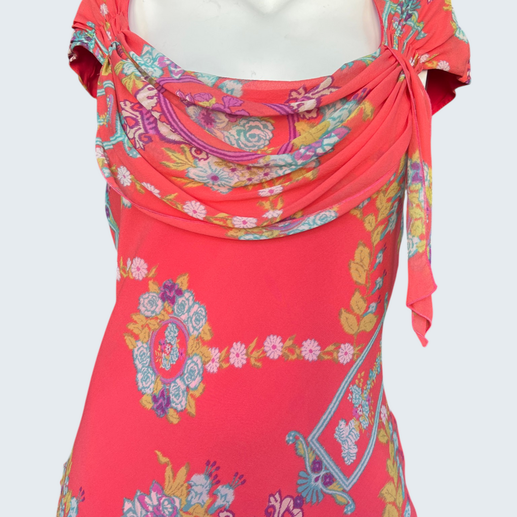 100% silk drape detail Emanuel Ungaro vintage dress