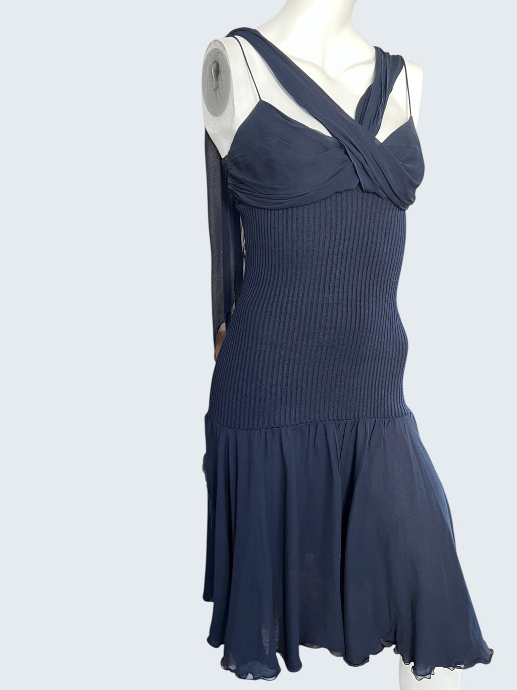 Vintage Valentino Night Navy Silk Slip Dress I 90s Vintage I Size IT 44