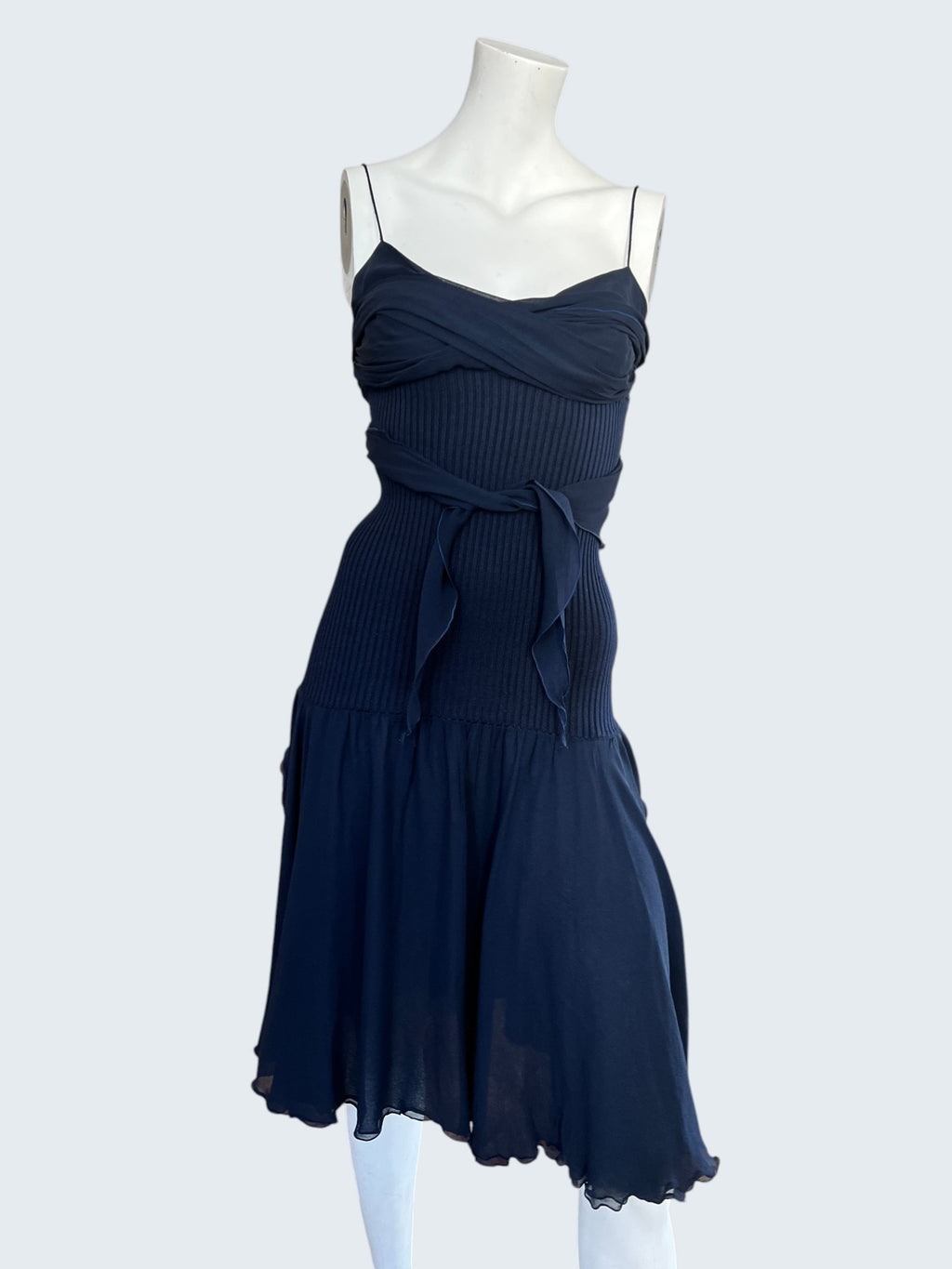 Vintage Valentino Night Navy Silk Slip Dress I 90s Vintage I Size IT 44