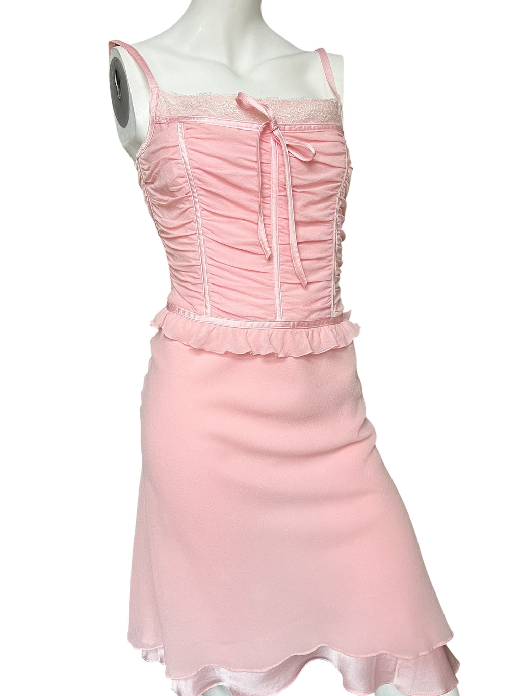 Vintage Escada 2000s 00s Y2K Pink Silk Lolita dress I Size 40