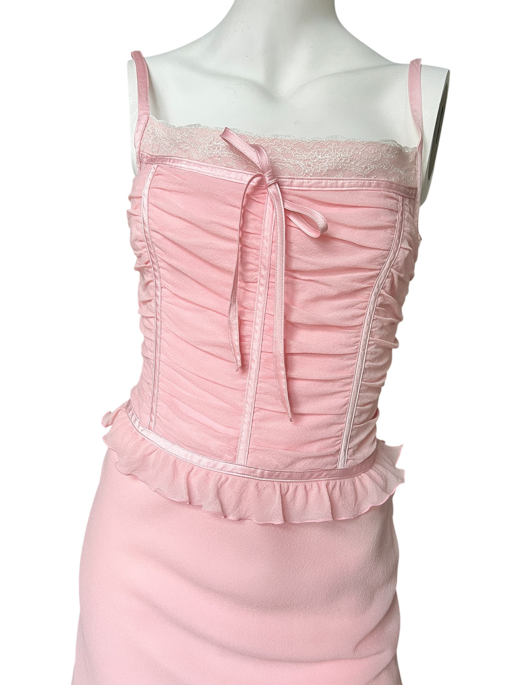 Vintage Escada 2000s 00s Y2K Pink Silk Lolita dress I Size 40