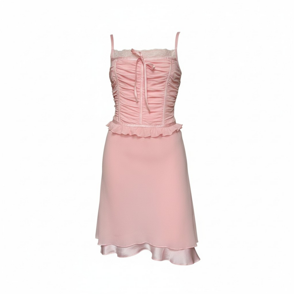 Vintage Escada 2000s 00s Y2K Pink Silk Lolita dress I Size 40